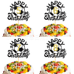 クロスボーダーの誕生日ケーキ、男の子のホリデーパーティーのデコレーション用のクリエイティブな数字のインサート、サッカーの形をしたお祝いのオーナメント