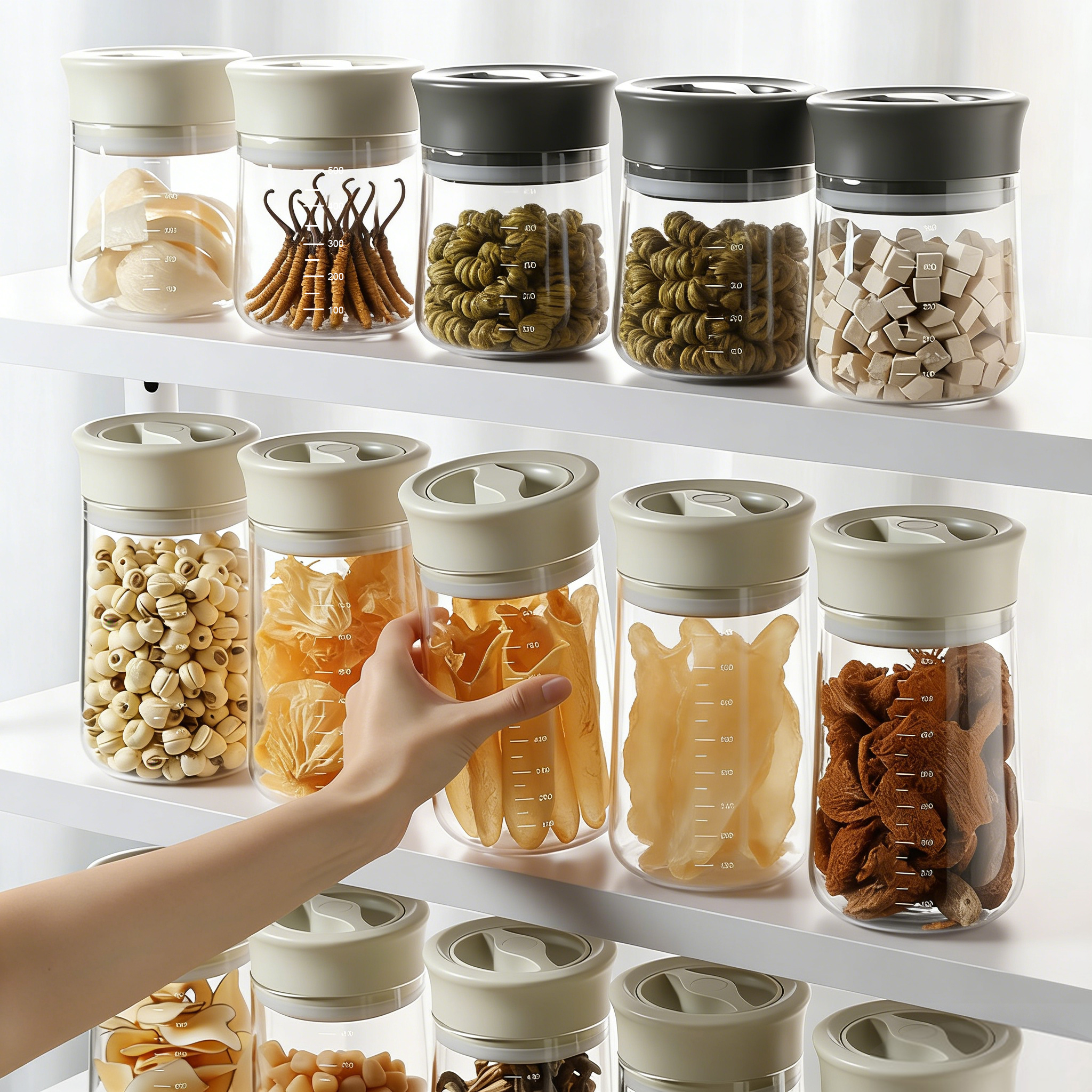 (Wholesale), glass transparent storage system, coffee tea, bottle