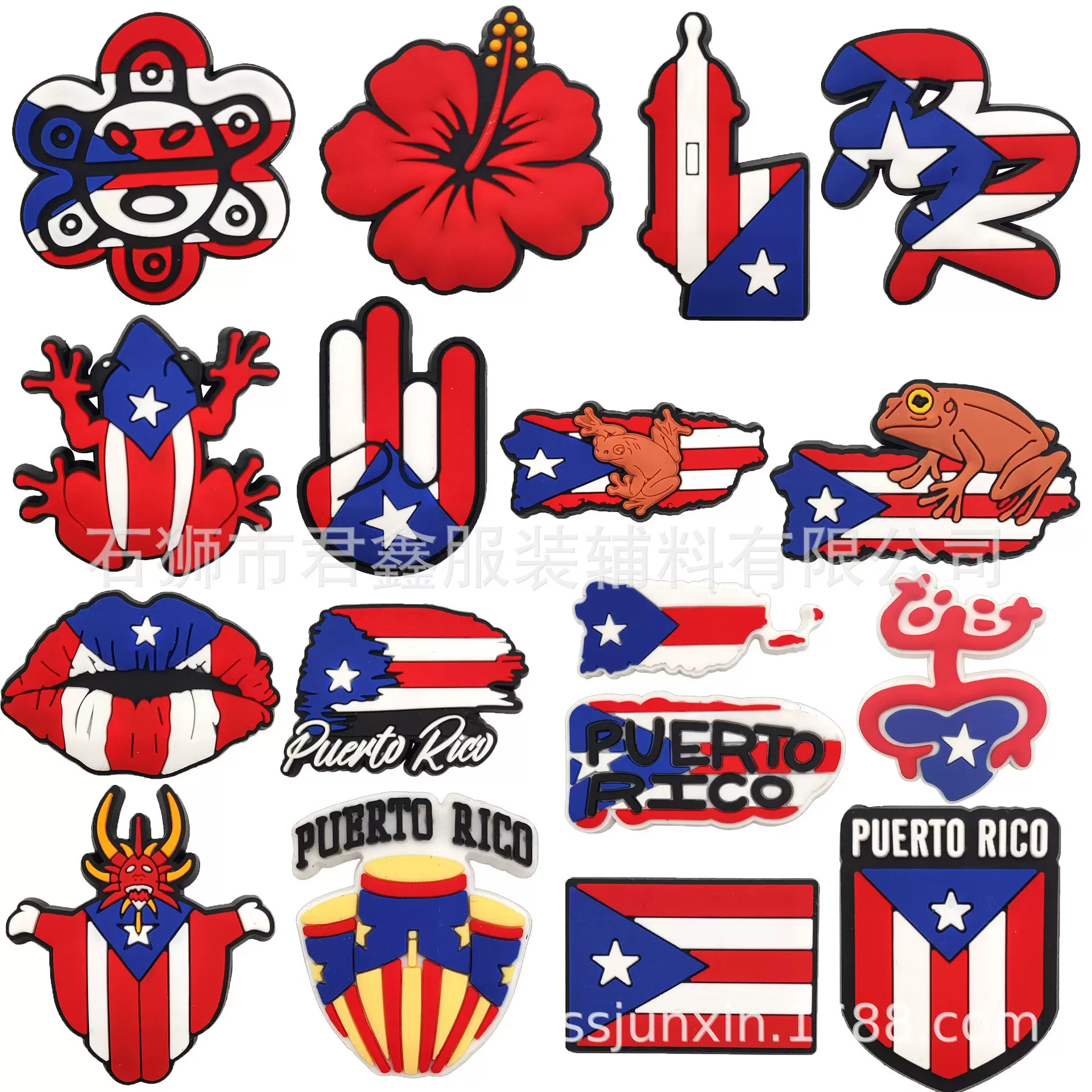 波多黎各岛跨境现货专供小礼物印第安人美国自由邦洞洞鞋鞋扣鞋花