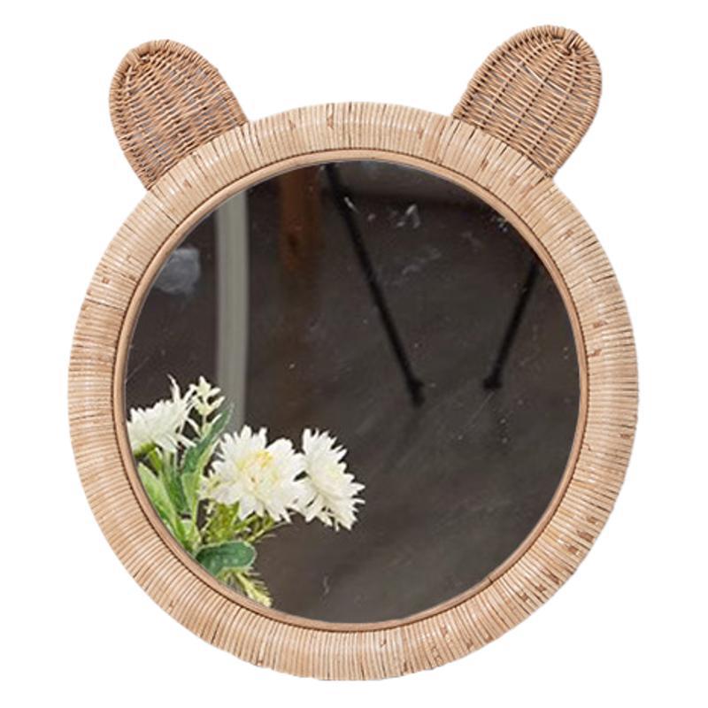 Espejo de pared escandinavo de caña, espejo de pared creativo, espejo de pared decorativo, espejo de maquillaje tejido a mano