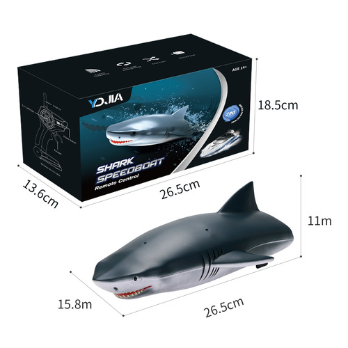 Wish Cross-border 2.4G Simulation Shark Remote Control Boat High-Speed Long-lasting Power Consumption Children's Electric Water Speed Boat Toy Boat