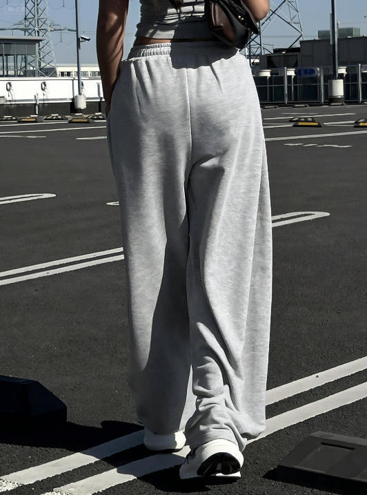 跨境独立站秋冬热卖纯色宽松拖地运动休闲情侣卫裤Sweatpants裤子|undefined