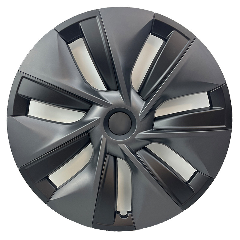 Tesla Wheel Hub Cap Cover 19 inch Full Edged for Tesla Model Y (Hub cover) - 19y24-edged-black-gray-one-wheel-hub-cap