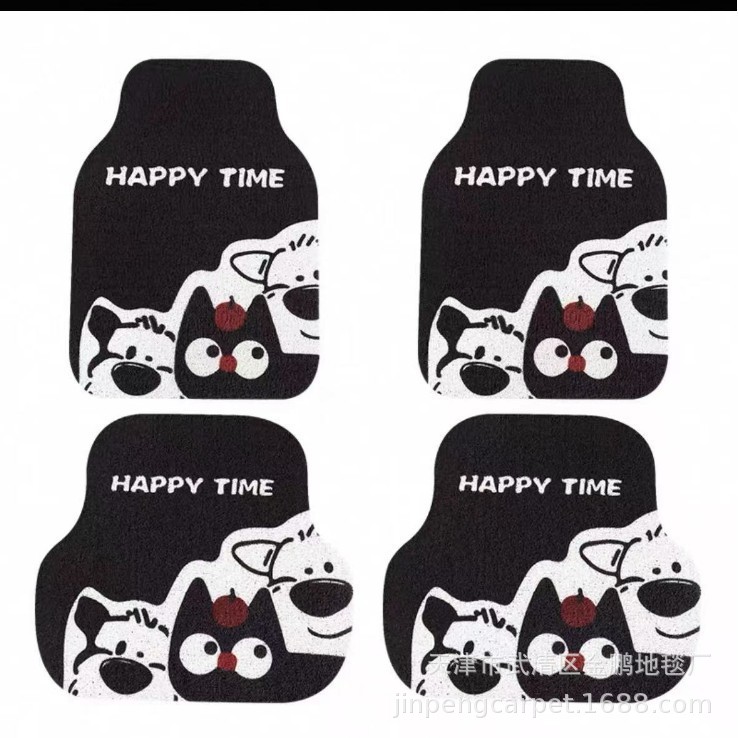 Car Floor Mats with Wire Loops, Cartoon Design, Anti-Dirt, Non-Slip, Special-Shaped, Wear-Resistant, Easy to Maintain, Suitable for Electric Vehicles