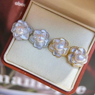 S925 Sterling Silver Needle Natural Freshwater Pearl Earrings French Palace Style Oil Dripping Flower Pearl Earrings