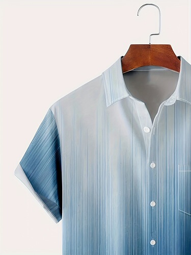 Gradient Lapel Shirt Top Casual Gradient Short Sleeve Cross-border