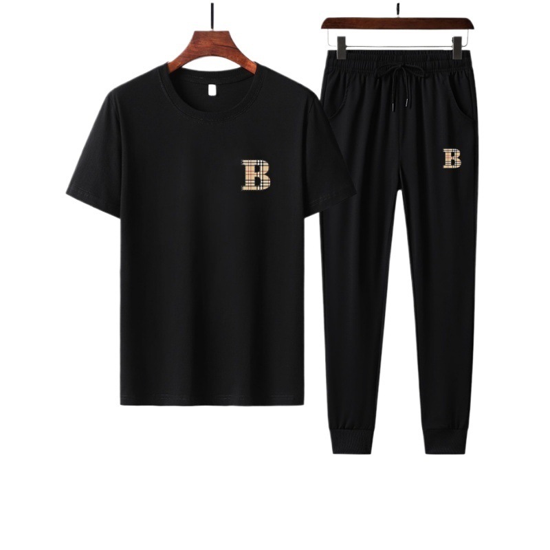 Lujo ligero de alta gama estilo chino verano atractivo traje deportivo traje casual para hombre manga corta de seda de hielo ligera y transpirable para hombre