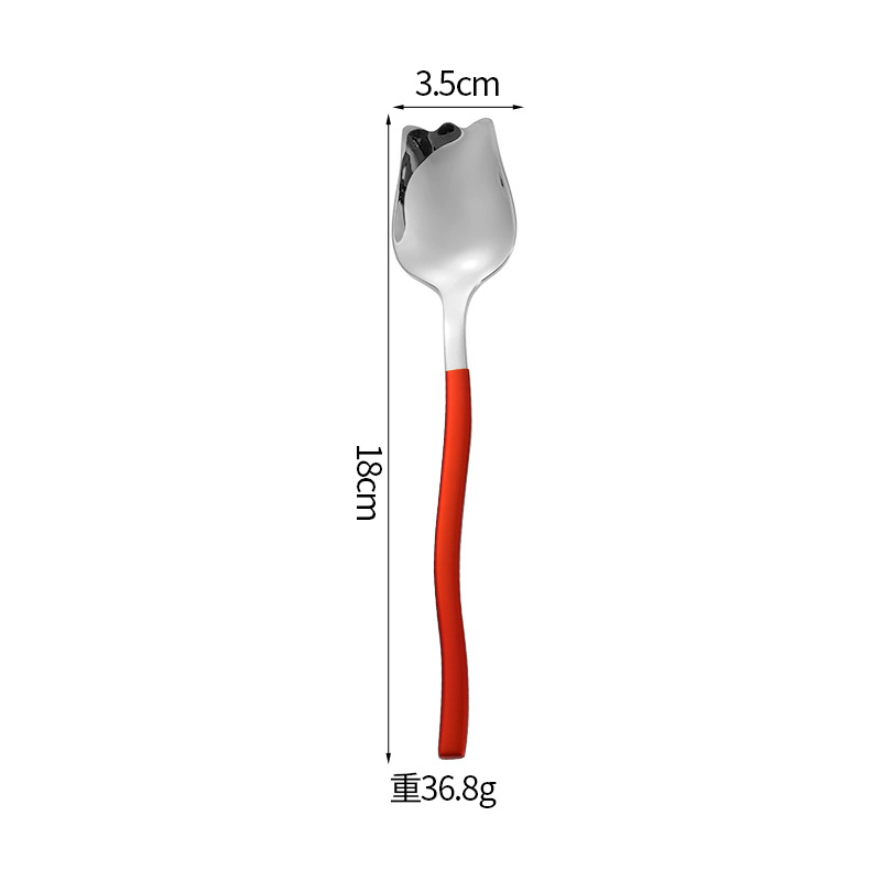 Cuchara de vajilla de acero inoxidable 304 cuchara de sopa linda creativa para comer cuchara de postre de celebridades de Internet cuchara de sandía cuchara de mango largo cuchara