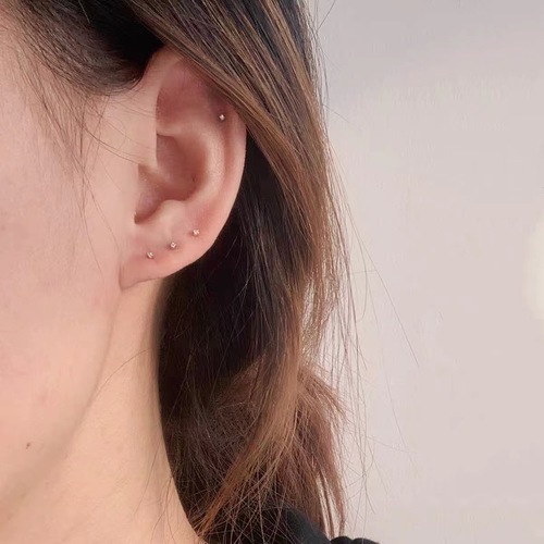 S925 sterling silver plated with 14k gold super mini earrings simple temperament versatile small ear piercing earrings hypoallergenic