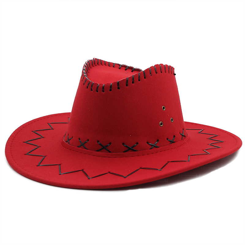 Chapeau De Paille De Cowboy Occidental Chapeau De Cowboy En Molleton De Peau De Poulet Décontracté En Gros display picture 9