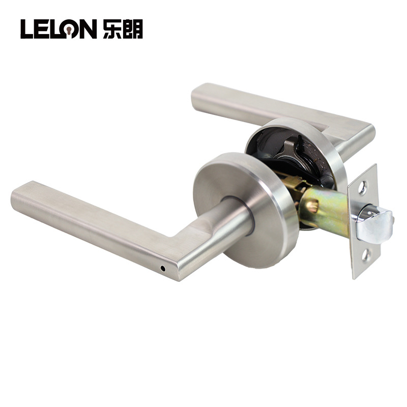Cerradura de mano esférica de acero inoxidable de tres columnas puerta de madera puerta de acero plástico universal con función de escape cerradura de puerta interior de lengua única