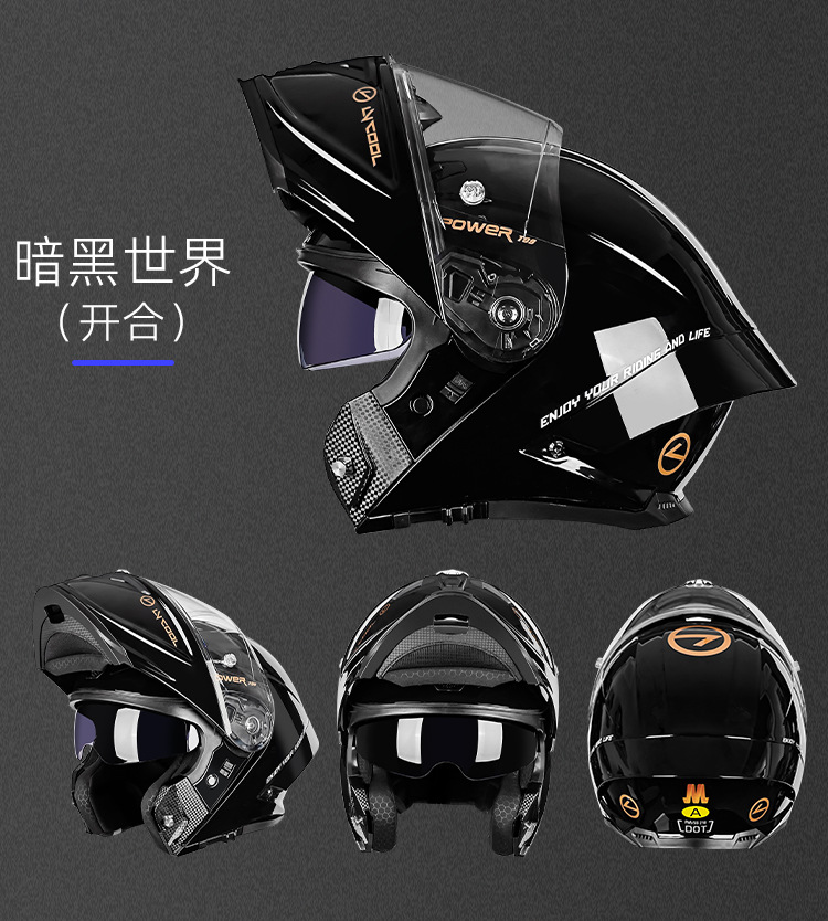 Casco de Motocicleta Integral LVCOOL para Hombre y Mujer, Casco de Carreras de Cobertura Total, Casco de Doble Visera para Todas las Estaciones, Universal.