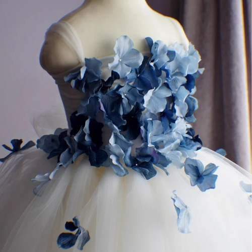 女童吊带礼服2024新款中大童花朵公主裙甜美花童婚礼蓬蓬纱裙批发