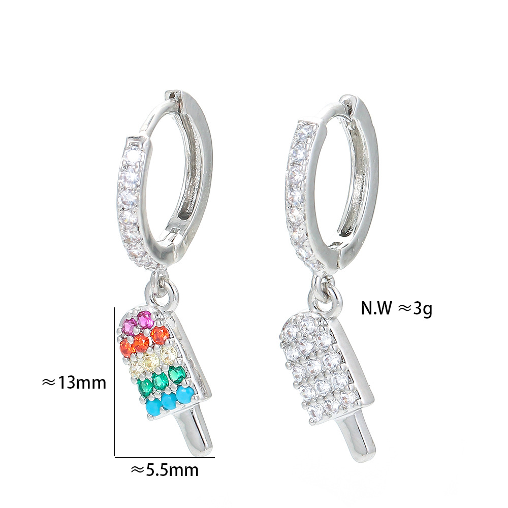 Plating Design Fashion Style Retro Color Popsicle Ice Cream Copper Earrings Wholesale Nihaojewelry