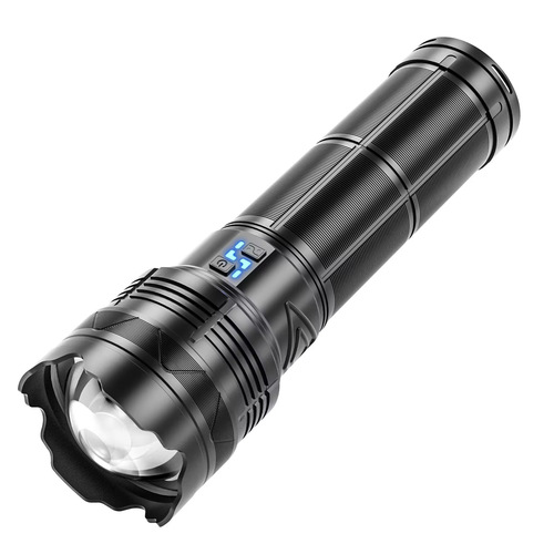 Cross-border white laser sky-penetrating cannon alloy flashlight input and output telescopic zoom bright light flashlight Type-C