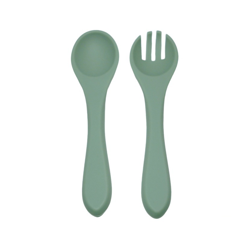 Alimentos de silicona set de cubiertos para niños cucharas blandas tenedor ventosa cuenco divisor de platos de comedor bib puede personalizar caja de regalo