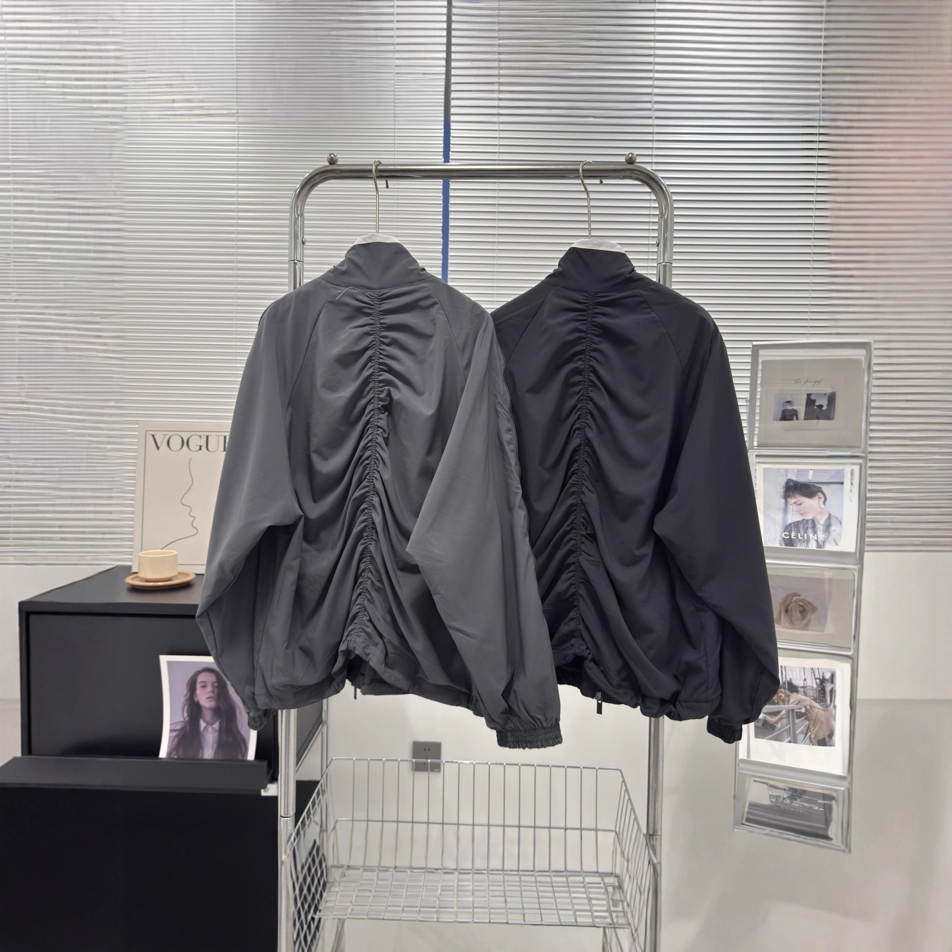 North Boundary Men's American Fashion Brand 2025 Autumn New Pleated Functional Work Jacket Men's Loose Stand Collar Coat