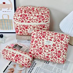 Amazonの人気の大容量キルティングポータブル花柄化粧品バッグイン収納バッグ旅行用トイレタリーバッグ収納バッグ