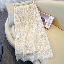 浅色蕾丝半身裙女秋冬季2025新款高腰时尚休闲镂空气质a字包臀裙