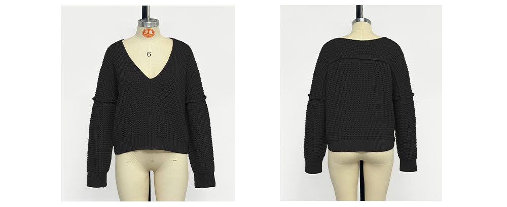 Pull sexy à col en v pour femmes, couleur unie, épaules dénudées, pull sexy_voghion.com