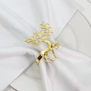 Amazon's Popular Napkin Ring Christmas Sika Deer Napkin Ring Cloth Buckle Hotel Western Napkin Buckle Factory Direct Supply Batch