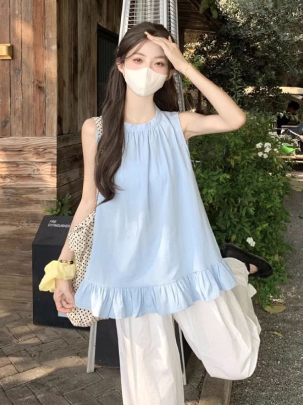多巴胺黄色法式小资小上衣女夏无袖背心衬衫设计感独特漂亮娃娃衫|undefined