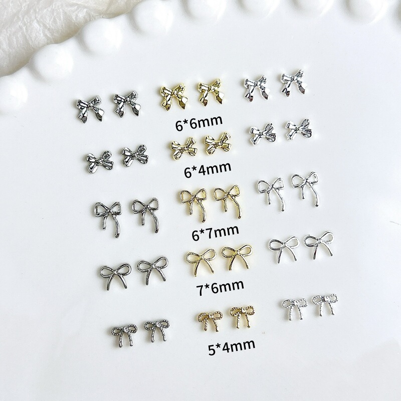 Internet Celebrity New Alloy Mini Bow Nail Art Jewelry Cut Out Ribbon Bow Tie Nail Decoration