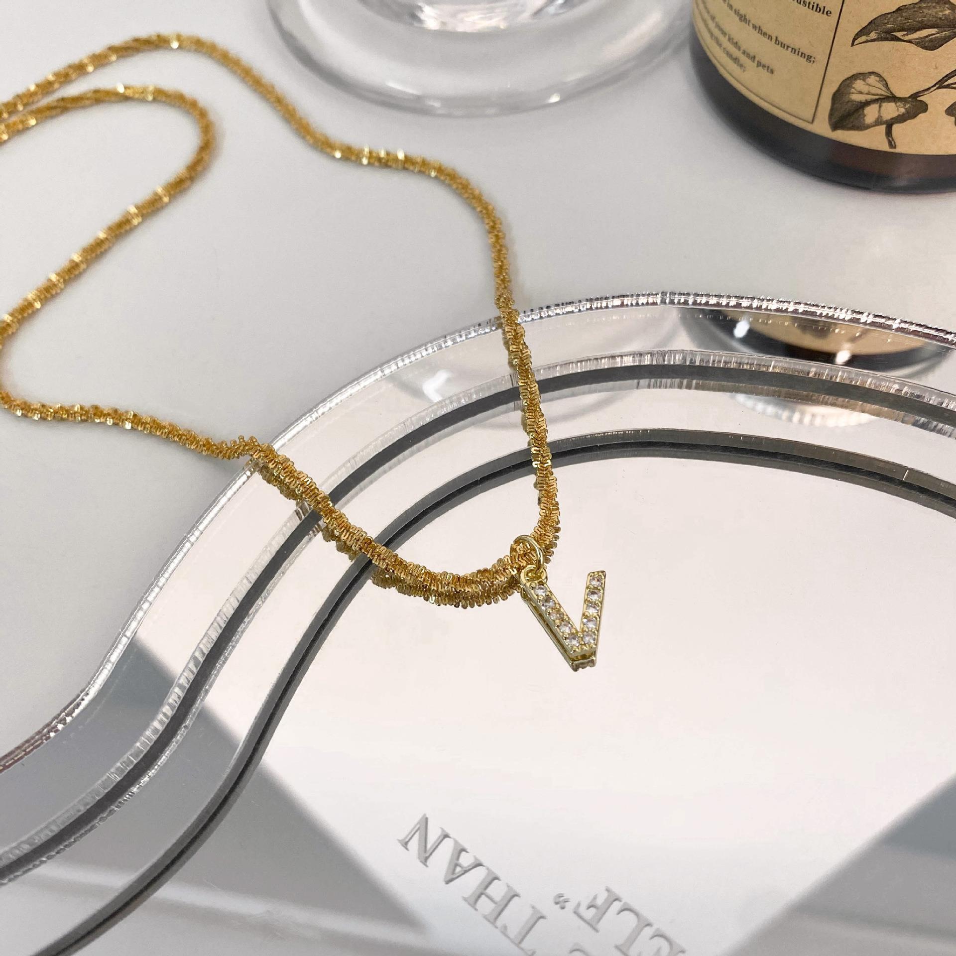 Einfacher Stil Klassischer Stil Brief Titan Stahl Überzug Inlay Zirkon Halskette Mit Anhänger display picture 23