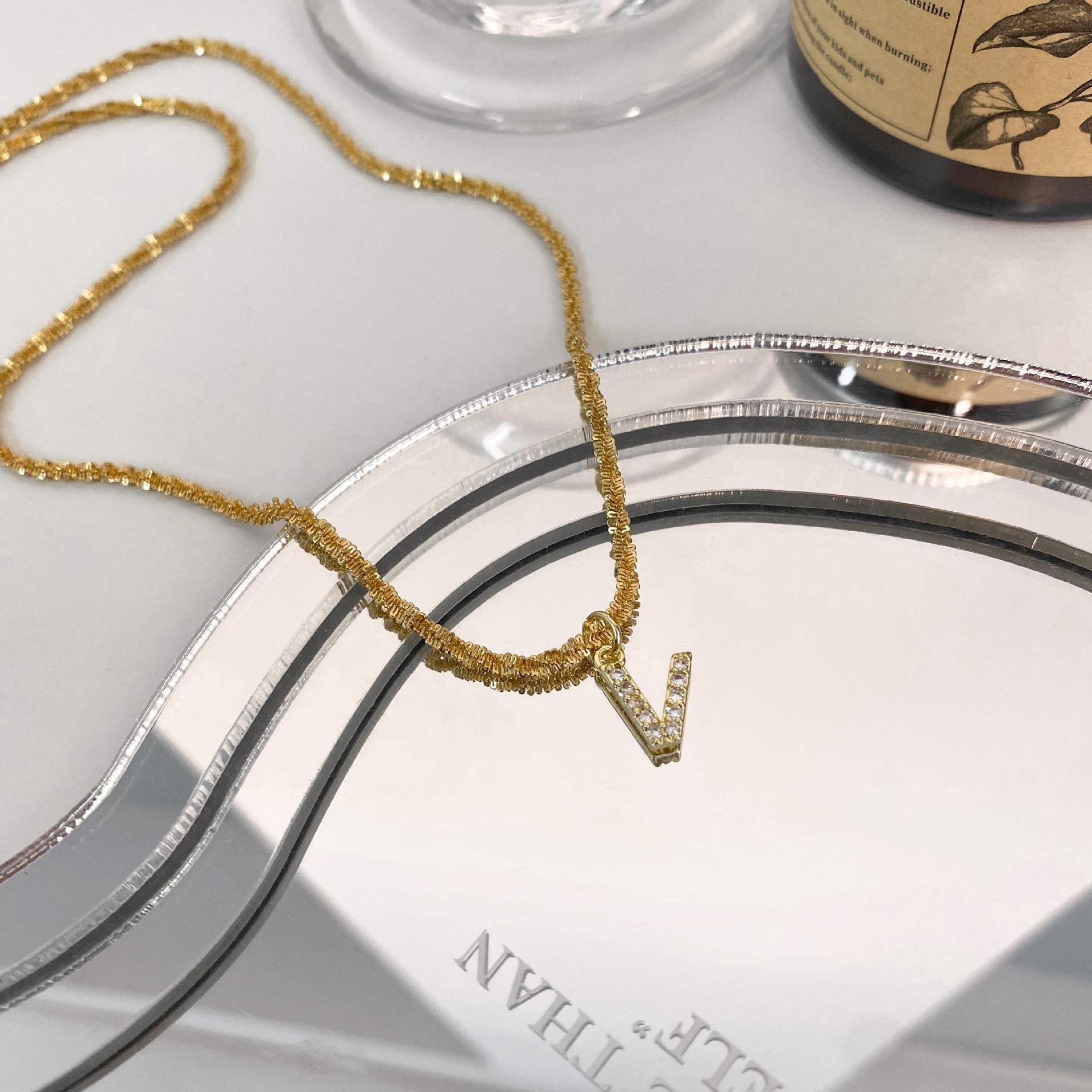 10g Weight Zircon Inlay Material Pendant Necklace Classification 1 Piece Quantity Holiday, Daily Occasion Titanium Steel Material Letter Pattern Women's Gender Plating, Inlay Design Simple Style, Classic Style Style Simple Style Classic Style Letter Titanium Steel Plating Inlay Zircon Pendant Necklace 22