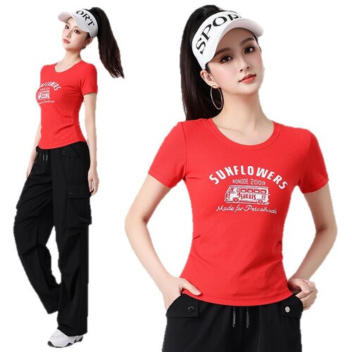 2025 Spring and Summer Square Dance Clothing Sports Leisure Fitness Jumping Exercise Running Clothing Slim Long-sleeved Overalls Set