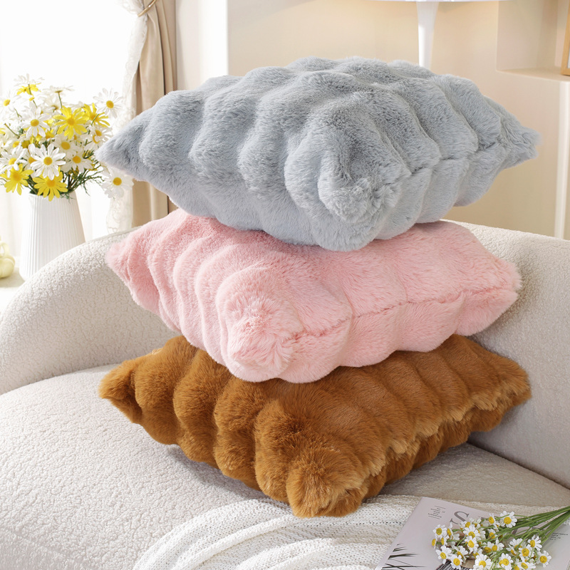 Fallo de conejo almohada de peluche balcón ventana flotante almohada de aire crema almohada de sofá sala de estar cojín de alta calidad invierno