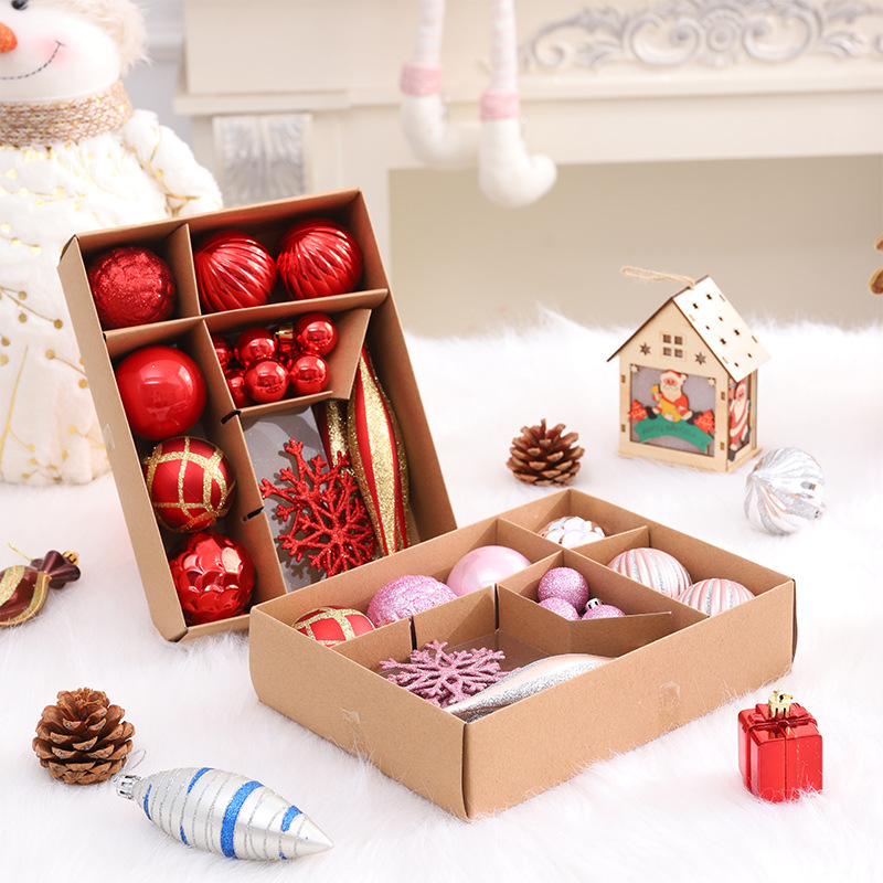 Navidad transfronteriza caja de bola de luz, paquete de regalo de galvanoplastia pintado, decoración de Navidad, set de bola de Navidad