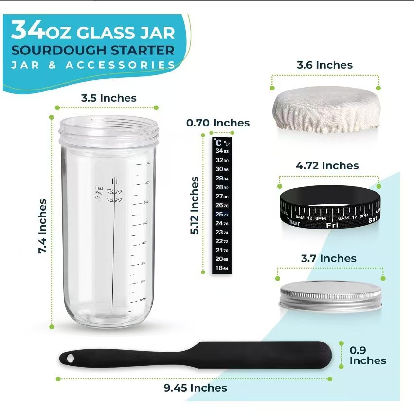 亚马逊24oz酸面包发酵玻璃罐子发酵面团面包烘焙用品培养皿密封罐
