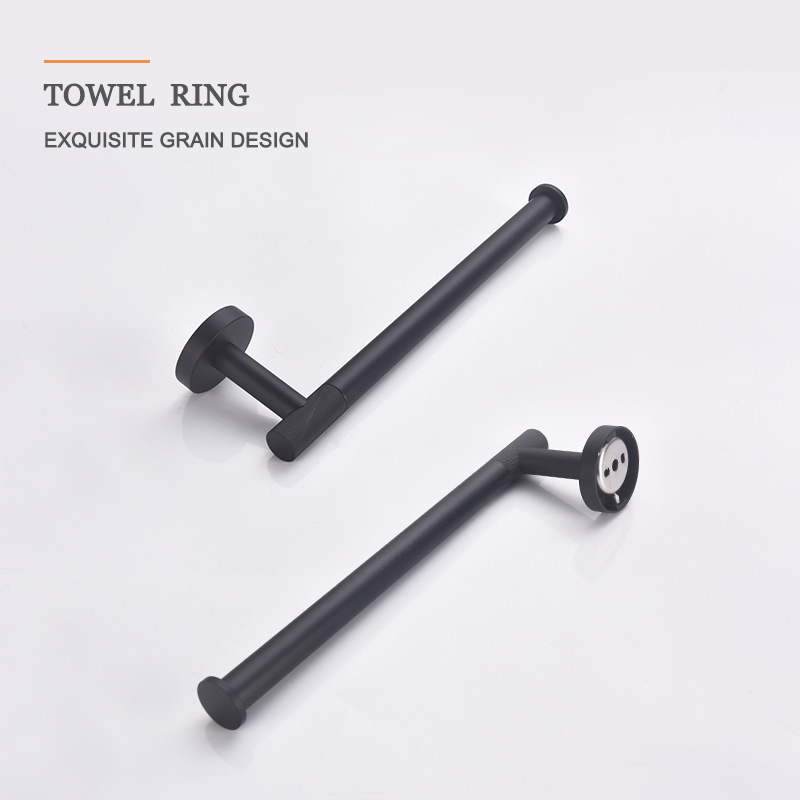 Toallero de baño de acero inoxidable negro mate transfronterizo Toalla de toalla Soporte de toalla de papel Gancho de ropa Baño de hotel Colgante de sala de moleteado de latón