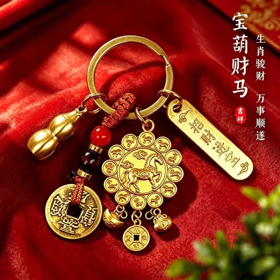 New Year of the Horse model Jinjun Qiyun five-way wealth-protecting amulet, selected Jinjun fortune car keychain for men and women, direct from the manufacturer