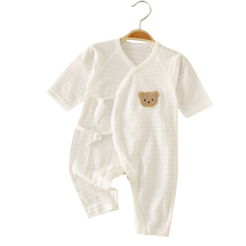 Baby crawling clothes thin newborn onesie half-back summer clothes pure cotton boneless type A baby clothes