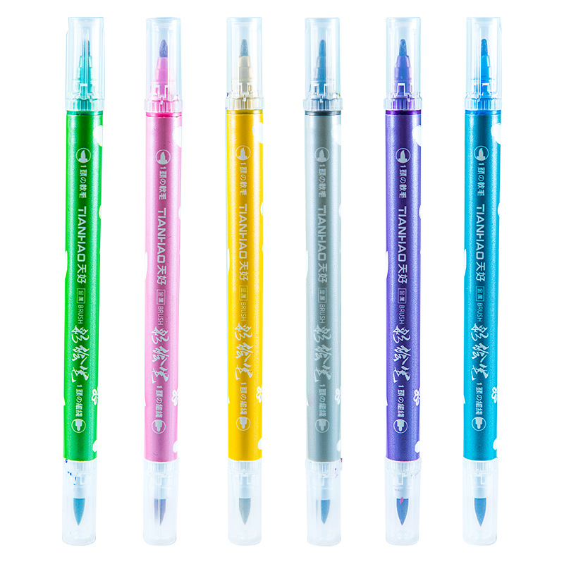 Papelería creativa TD23 de doble cabeza pintura pluma estudiante DIY diario clave marca marcador estudiante escuela suministros