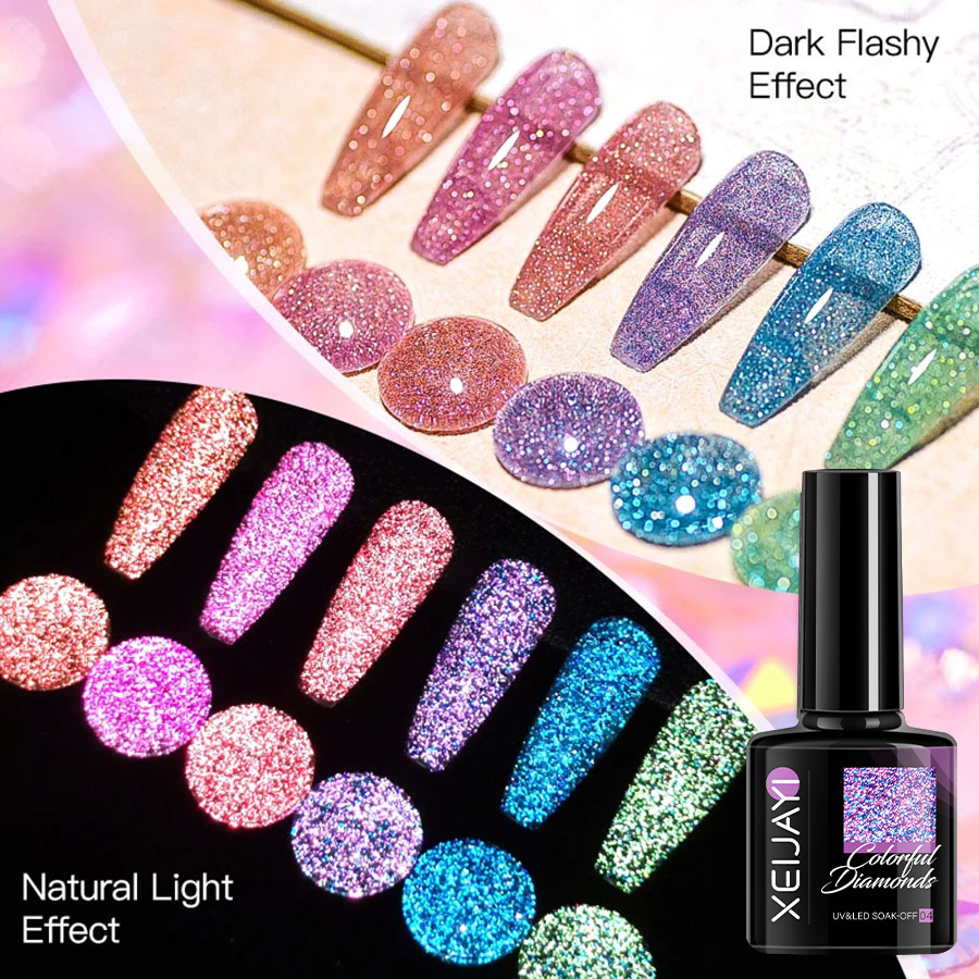 Gel UV con Brillo de Diamante Multicolor, Secado, Capa de sellado, Refuerzo para Salón de Uñas image 4
