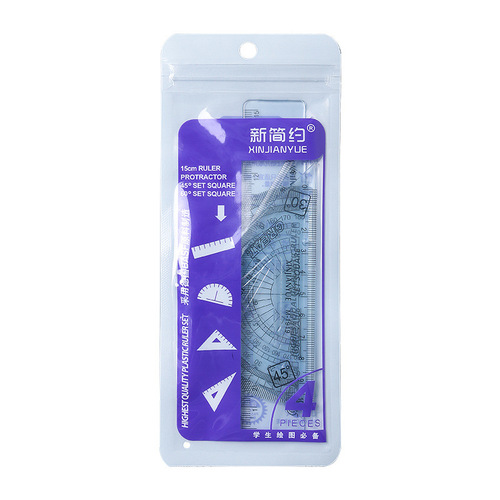  Simple Style Ruler Set Drawing Set Ruler for Primary and Secondary School Students Student Four-piece Set M-1919 Ruler Set