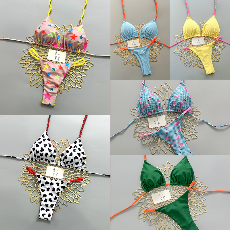 2026 New Cross-Border Foreign Trade Hot Spring Bikini Swimsuit for Women, Vacation Two-Piece Swimwear, Pure Desire Beach Swimsuit