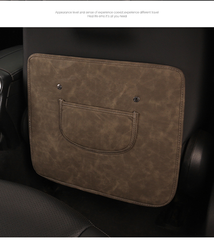 Car Kidsren's Seat Back Anti-Kick Pad Business Classic Rear Seat Anti-Kick and Anti-Scratch Pad Leather Stain-Resistant Seat Back Pad
