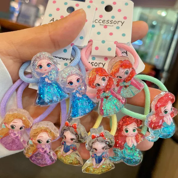 Flashing Luminous Cute Princess Beaded Hair Band for Female Kindergarten Baby That Does Not Hurt Hair and High Elastic Hair Tie Rubber Band