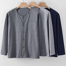 男士长袖开衫薄款系扣子线衣家居服春秋中老年上衣空调衫