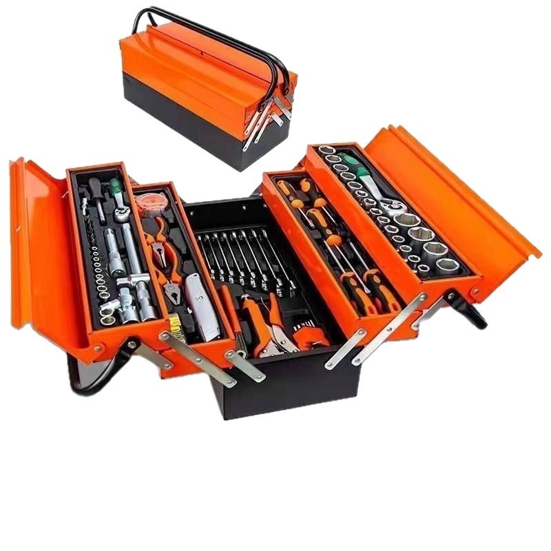 85件套汽修组套大三层工具箱加厚五金工具套装工具箱多层折叠工具|undefined