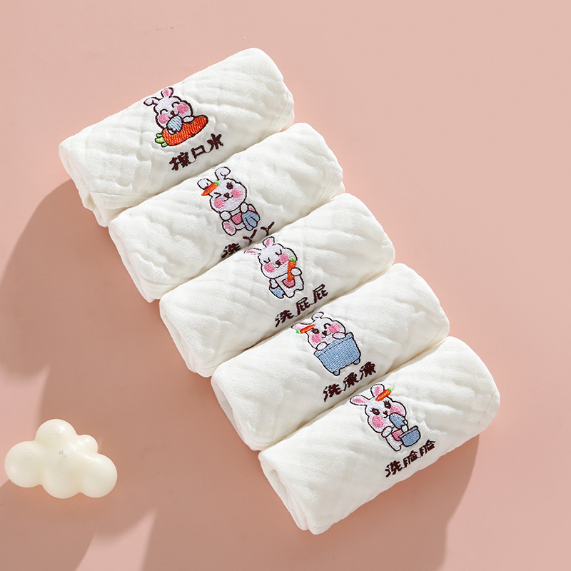 Small Square A Baby Pure Cotton Gauze Absorbent Breathable Face Washing Printed Square Newborn Handkerchief Children's Towel