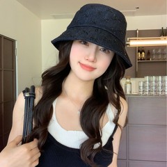 卸売高品質チェック柄スパンコールビーズデニムファッション多用途漁師帽子女性のハイエンドサンシェードカウンター新しいスタイル