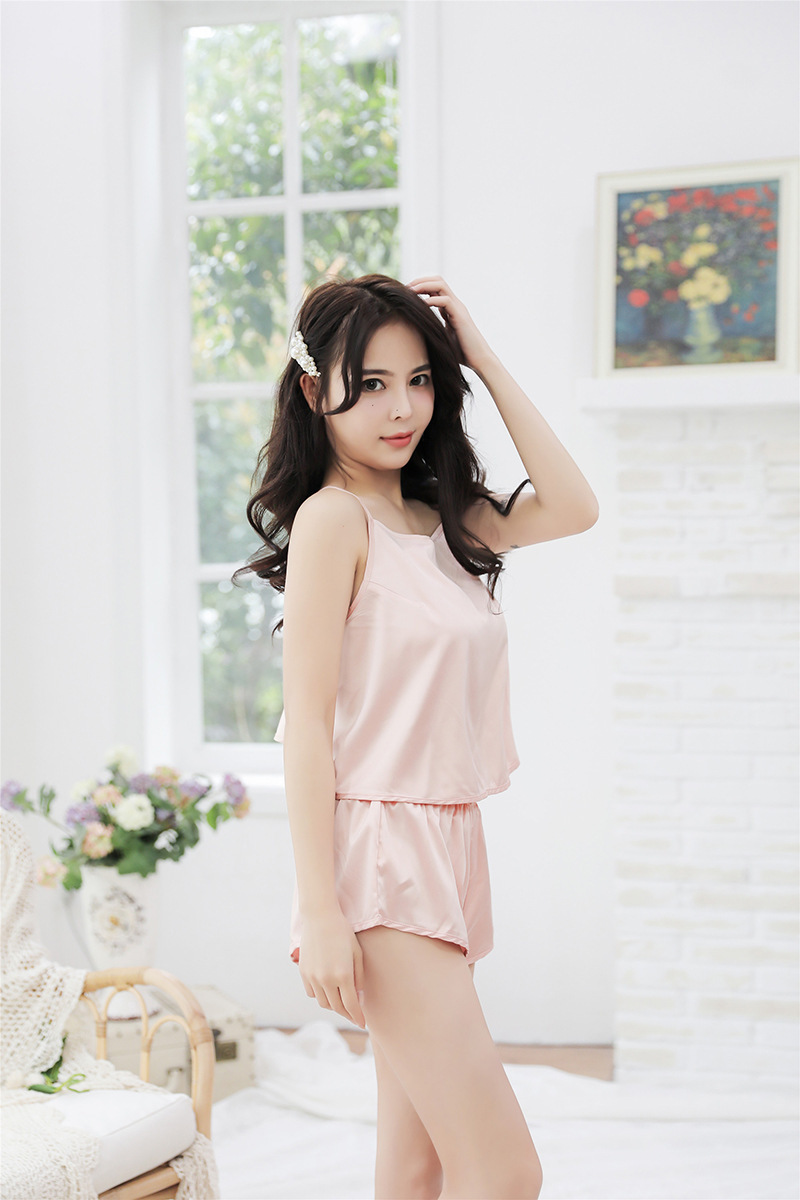 Backless Lingerie Set with Suspenders, Pink Top and Shorts, One Size — detail image 12