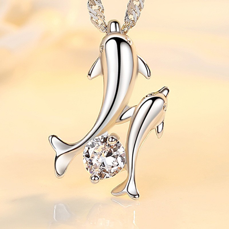 더블 돌고래 화이트 다이아몬드 (체인 제외)