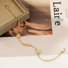 Cross-mirror small daisy beans transfer beads titanium steel anklet feminine anklet diy separated bead chain bestie leg ring