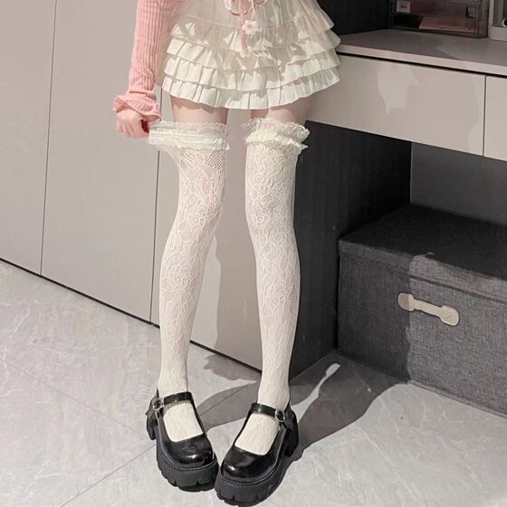 Spring and Summer Thin Japanese Lolita Lace Pure Desire Net Stockings Jk Over-the-knee thigh socks Sweet Girl's Stack Stockings